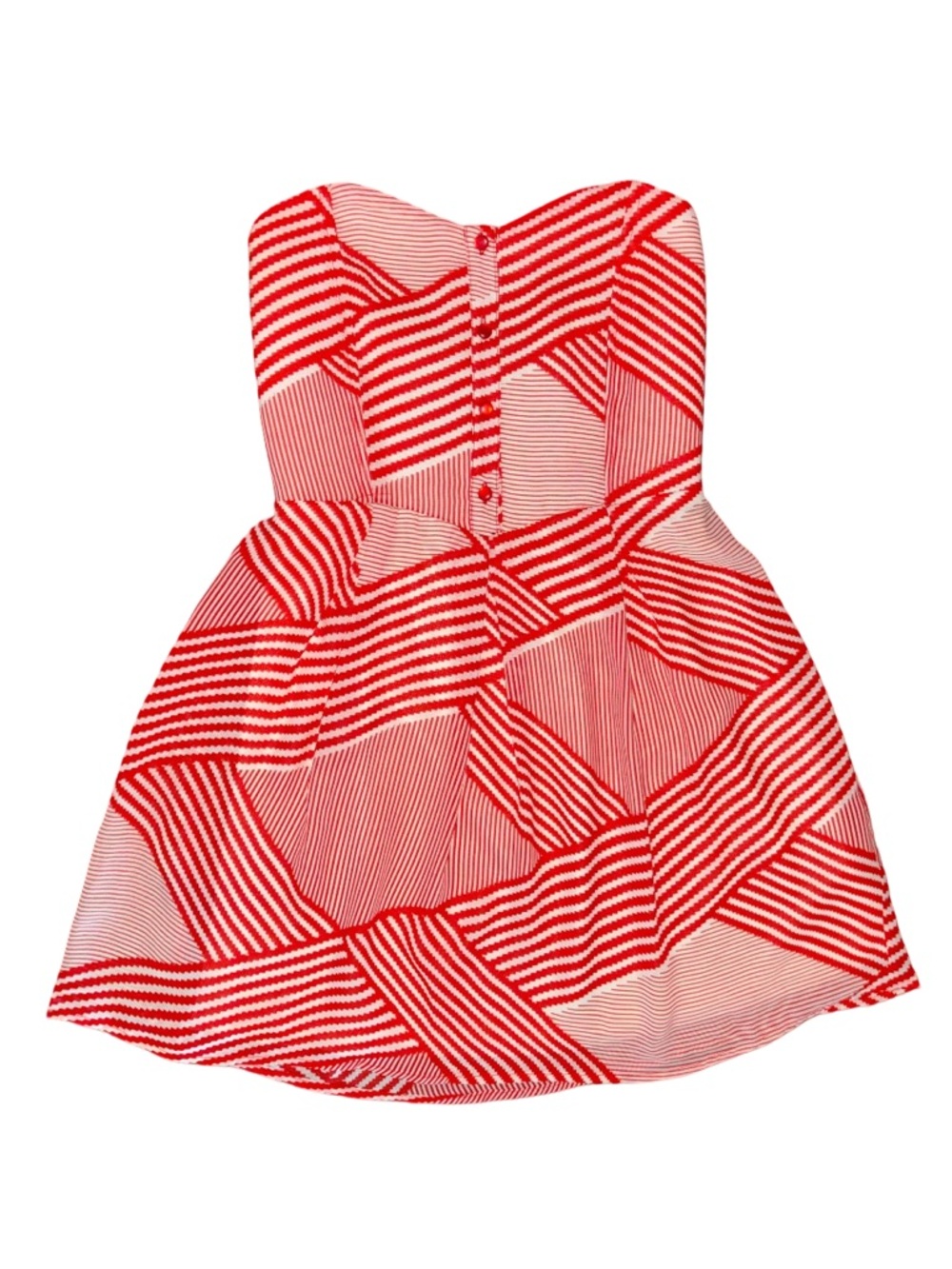 Maude Red & White Geometric Striped Button-Front Sleeveless Sundress
